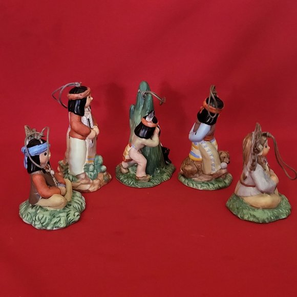 Vintage Native American Indian Figurines Bell Ornaments Set of 5 - Picture 6 of 12